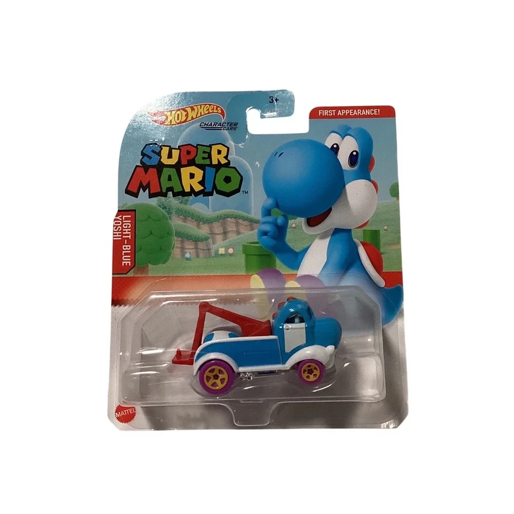 Hot Wheels Super Mario Character Cars Light-Blue Yoshi Tow‎ Truck Die-Cast GJH23